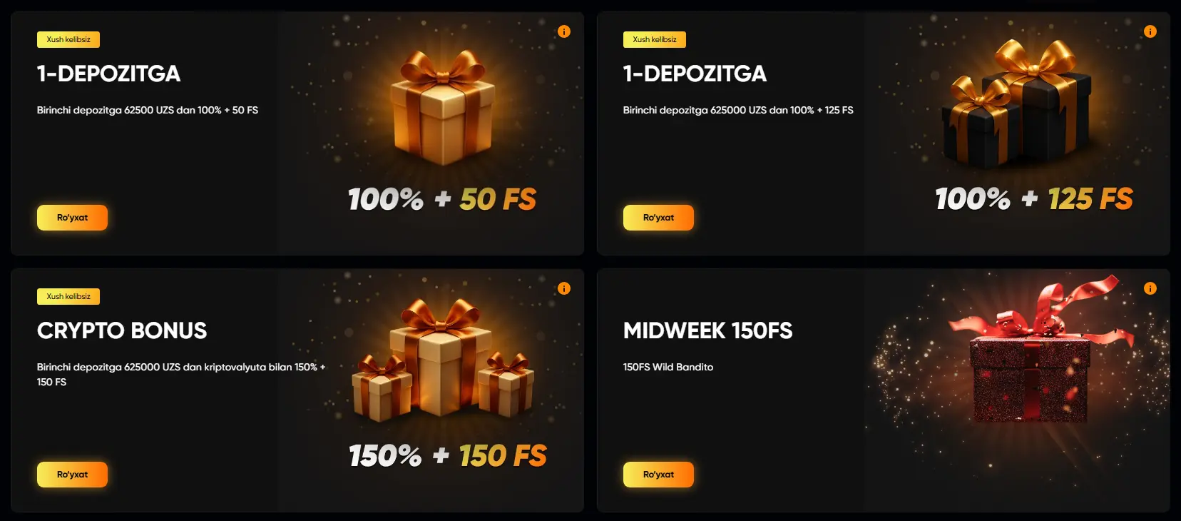 BigsBet frispinlar, depozit bonusi, kazino bonus va UZS to‘lovlari